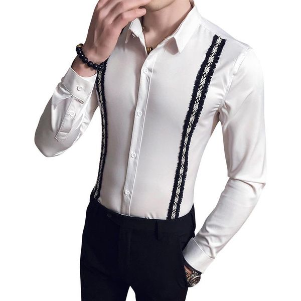 spring personality long-sleeved shirt male net red fashion slim hair stylist bar nightclub work clothes men men's casual shirts, White;black
spring personality long-sleeved shirt male net red fashion slim hair stylist bar nightclub work clothes men men's casual shirts, White;black