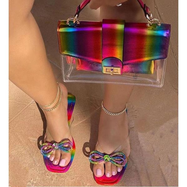 slippers fashion rainbow flats bling bowknot with colorful bag set cute diamond shoes summer beach flip flops ladies slides, Black
slippers fashion rainbow flats bling bowknot with colorful bag set cute diamond shoes summer beach flip flops ladies slides, Black