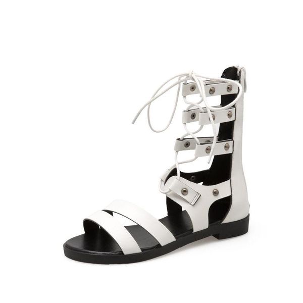 white fashion lace up women flat sandals solid summer rubber ladies casual student rome, Black
white fashion lace up women flat sandals solid summer rubber ladies casual student rome, Black