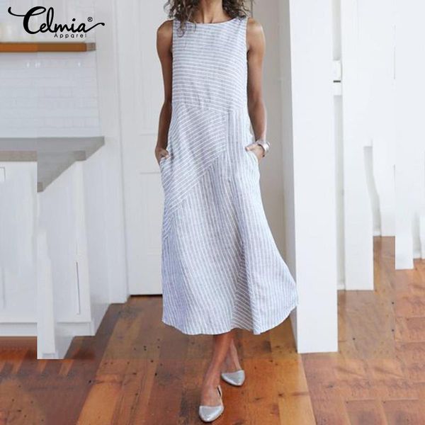 celmia womens summer sleeveless vest dress striped holiday casual party midi long sundress fashion plus size 7 dresses, Black;gray
celmia womens summer sleeveless vest dress striped holiday casual party midi long sundress fashion plus size 7 dresses, Black;gray