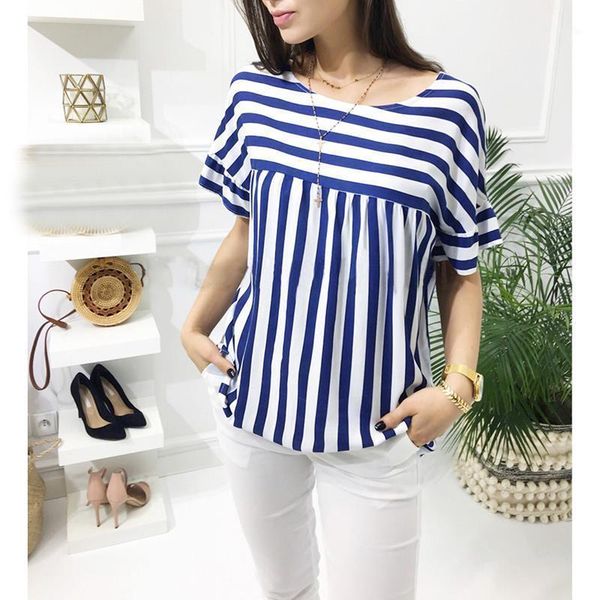 women's blouses & shirts 2021 striped shirt women summer o-neck casual ladies loose short sleeve womens and ws9097v, White
women's blouses & shirts 2021 striped shirt women summer o-neck casual ladies loose short sleeve womens and ws9097v, White