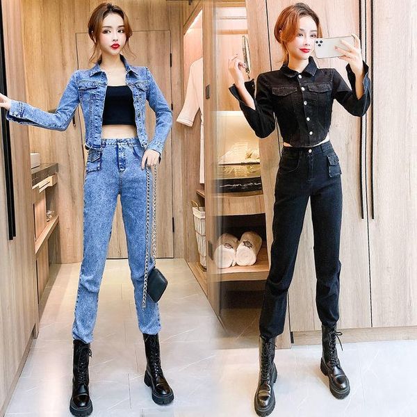 women's two piece pants women 2021 spring autumn denim set jeans suit female long sleeve jacket crop & 2 outfits sets b194, White
women's two piece pants women 2021 spring autumn denim set jeans suit female long sleeve jacket crop & 2 outfits sets b194, White