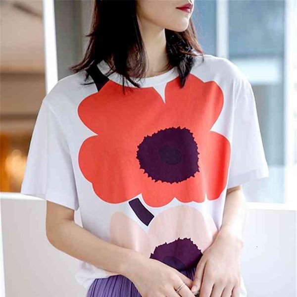 women's t-shirt suower printed cotton round neck short sleeve t-shirt, White
women's t-shirt suower printed cotton round neck short sleeve t-shirt, White