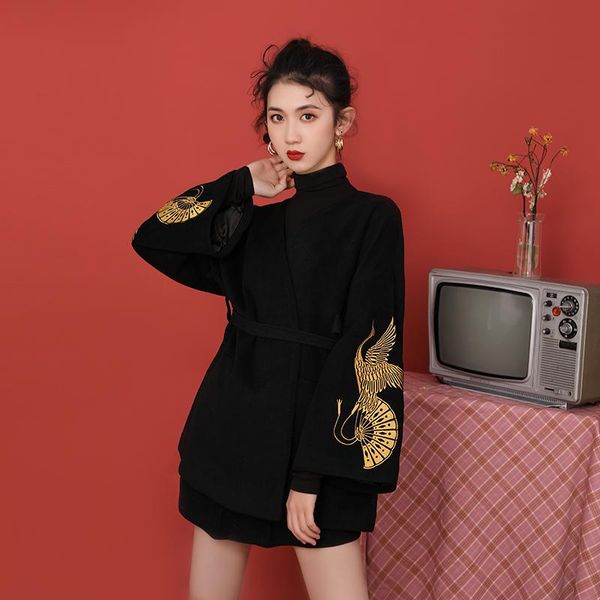 women's jackets yuzacdwx 2021 autumn female improvement china coat womens black national wind long, Black;brown
women's jackets yuzacdwx 2021 autumn female improvement china coat womens black national wind long, Black;brown