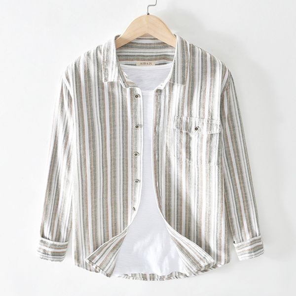 men's casual shirts spring summer fashion japan style cotton linen striped shirt for men long sleeve harajuku soft breathable with che, White;black
men's casual shirts spring summer fashion japan style cotton linen striped shirt for men long sleeve harajuku soft breathable with che, White;black