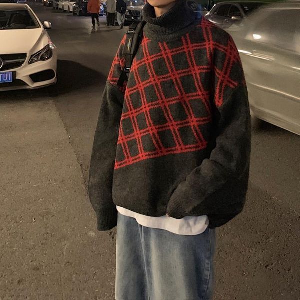 men's sweaters men autumn sweater harajuku japan style vintage tweed plaid turtleneck street wear pullovers fashion clothing, White;black
men's sweaters men autumn sweater harajuku japan style vintage tweed plaid turtleneck street wear pullovers fashion clothing, White;black