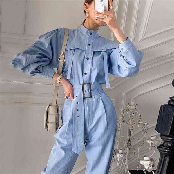 korean retro elegant stand-up collar single-breasted waist slim straight tooling long jumpsuit with belt women fashion 210508, Black;white
korean retro elegant stand-up collar single-breasted waist slim straight tooling long jumpsuit with belt women fashion 210508, Black;white