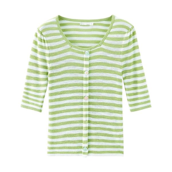 women's knits & tees inman spring knitted women contrast stripes daisy button middle sleeve square collar slim all-match female clothin, White
women's knits & tees inman spring knitted women contrast stripes daisy button middle sleeve square collar slim all-match female clothin, White