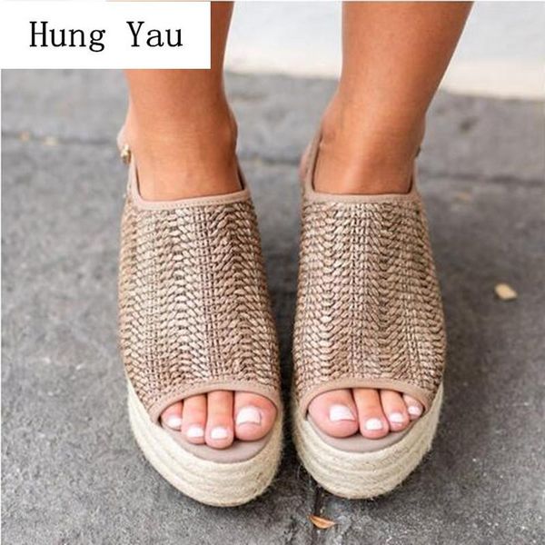 women sandals weaving shoes breathable 2021 summer fashion wedges slides peep toe lady casual buckle strap plus size, Black
women sandals weaving shoes breathable 2021 summer fashion wedges slides peep toe lady casual buckle strap plus size, Black