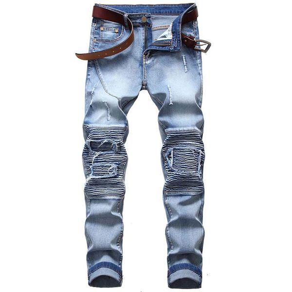 men's jeans men biker jeans patchwork denim pants knee holes draped sratched panelled washed plus size 40 42 shi, Blue
men's jeans men biker jeans patchwork denim pants knee holes draped sratched panelled washed plus size 40 42 shi, Blue