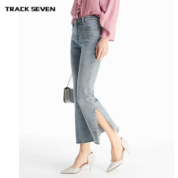 fashion jeans trackseven spring high waisted women's 9-point slit micro burr, Blue
fashion jeans trackseven spring high waisted women's 9-point slit micro burr, Blue