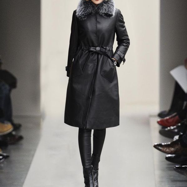 women's leather & faux fur genuine natural collar hooded winter coat women long real jacket for womens clothing yy907, Black
women's leather & faux fur genuine natural collar hooded winter coat women long real jacket for womens clothing yy907, Black