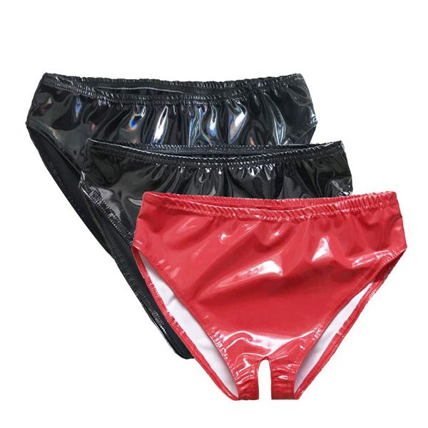 women's panties women underwear open crotch briefs glossy pu leather erotic underpants sexi high waist lingerie female thongs, Black;pink
women's panties women underwear open crotch briefs glossy pu leather erotic underpants sexi high waist lingerie female thongs, Black;pink