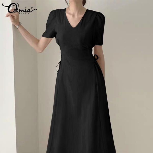 party dresses celmia elegant shirt dress 2021 fashion short sleeve v neck vestidos summer lace up bandage casual bohemian, White;black
party dresses celmia elegant shirt dress 2021 fashion short sleeve v neck vestidos summer lace up bandage casual bohemian, White;black