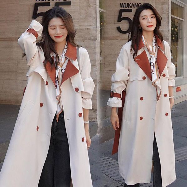 women's trench coats 2021 spring women long section lovely color coat weight casual lady's windbreak korean fashion streetwear, Tan;black
women's trench coats 2021 spring women long section lovely color coat weight casual lady's windbreak korean fashion streetwear, Tan;black