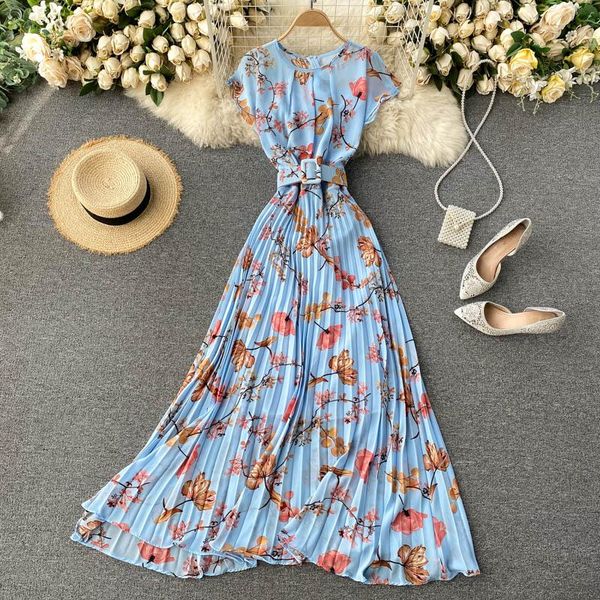 casual dresses singreiny women pleated floral dress summer french o neck sashes a-line bohemian print romantic holiday beach, Black;gray
casual dresses singreiny women pleated floral dress summer french o neck sashes a-line bohemian print romantic holiday beach, Black;gray