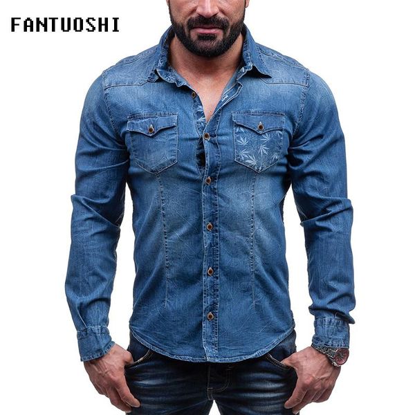 spring and autumn men's shirt long sleeve casual slim fashion denim printed cotton shirts, White;black
spring and autumn men's shirt long sleeve casual slim fashion denim printed cotton shirts, White;black