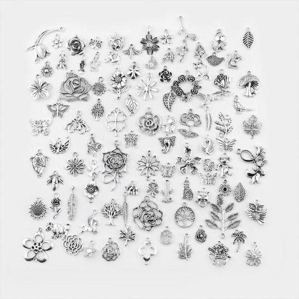 charms 100pcs/set mixed antique silver color jungle flower zinc alloy pendant for diy accessories handmade jewelry making, Bronze;silver
charms 100pcs/set mixed antique silver color jungle flower zinc alloy pendant for diy accessories handmade jewelry making, Bronze;silver