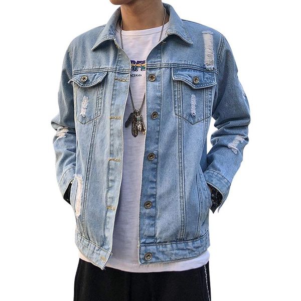 men's jackets 2021 cotton denim jacket men casual solid color lapel single breasted loose hole jeans autumn hip-hop streetwear, Black;brown
men's jackets 2021 cotton denim jacket men casual solid color lapel single breasted loose hole jeans autumn hip-hop streetwear, Black;brown
