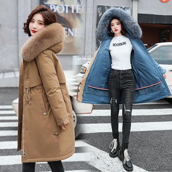 women's down & parkas -30 degrees snow wear long winter jacket women fur hooded clothing female lining thick coat, Black 
women's down & parkas -30 degrees snow wear long winter jacket women fur hooded clothing female lining thick coat, Black