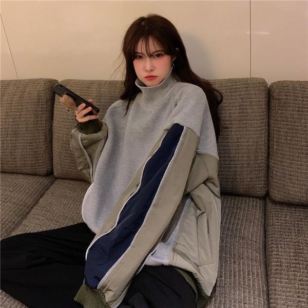 long sleeve hoodies 2021 autumn winter jumper turtleneck pullover sweatshirt korean contrast color patchwork women's & sweatshirts, Black
long sleeve hoodies 2021 autumn winter jumper turtleneck pullover sweatshirt korean contrast color patchwork women's & sweatshirts, Black