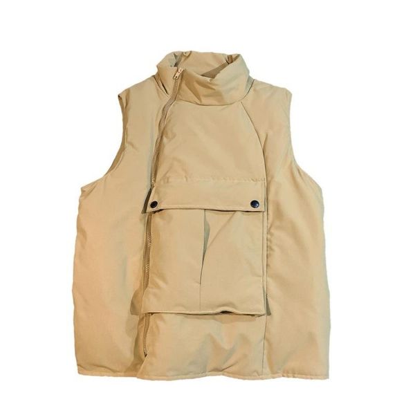 autumn and winter half high collar cotton vest big pocket oblique zipper eating chicken male tooling men's vests, Black;white
autumn and winter half high collar cotton vest big pocket oblique zipper eating chicken male tooling men's vests, Black;white