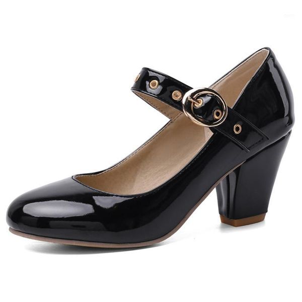 dress shoes coolulu high heels women patent leather chunky mary janes buckle round toe party pumps ladies red size 46, Black
dress shoes coolulu high heels women patent leather chunky mary janes buckle round toe party pumps ladies red size 46, Black