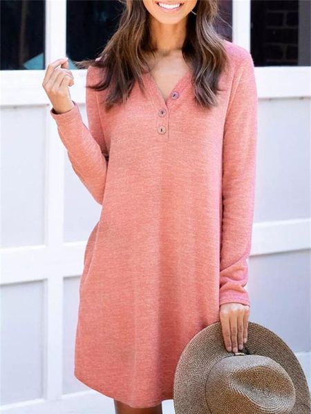 casual dresses 2021 autumn winter pocket v neck button pure color loose long sleeve for women pullover a-line short dress, Black;gray
casual dresses 2021 autumn winter pocket v neck button pure color loose long sleeve for women pullover a-line short dress, Black;gray