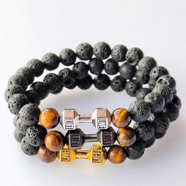 volcano tiger eye stone barbell beaded bracelet yoga fitness men's and women's bead elastic bracelet, Black
volcano tiger eye stone barbell beaded bracelet yoga fitness men's and women's bead elastic bracelet, Black