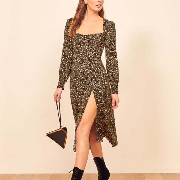 spring and autumn women dress casual flower print square collar long-sleeved slim vestidos 210430, Black;gray
spring and autumn women dress casual flower print square collar long-sleeved slim vestidos 210430, Black;gray