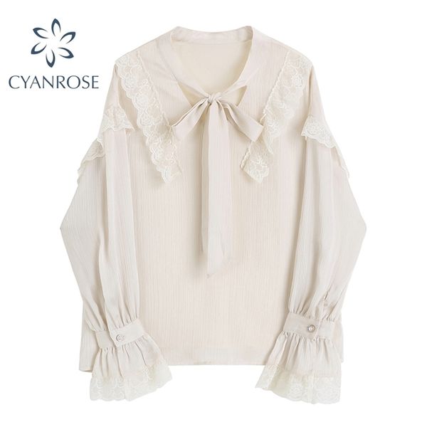spliced lace vintage blouses women's shirts spring apricot flare long sleeve ruffle patchwork office lady loose blusas 210515, White
spliced lace vintage blouses women's shirts spring apricot flare long sleeve ruffle patchwork office lady loose blusas 210515, White