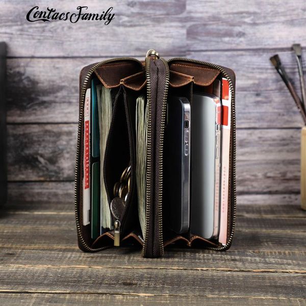 wallets contact's men's wallet genuine leather clutch male bag double zip long purse money large capacity, Red;black
wallets contact's men's wallet genuine leather clutch male bag double zip long purse money large capacity, Red;black