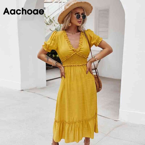 summer women chic a line ruffles midi dresses solid v neck holiday beach short sleeve elastic waist casual dress 210413, Black;gray
summer women chic a line ruffles midi dresses solid v neck holiday beach short sleeve elastic waist casual dress 210413, Black;gray