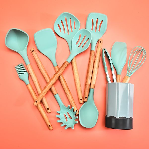 1 of new set kitchen utensils silicone wood handle kitchenware with storage bucket cooking shovel spoon
1 of new set kitchen utensils silicone wood handle kitchenware with storage bucket cooking shovel spoon