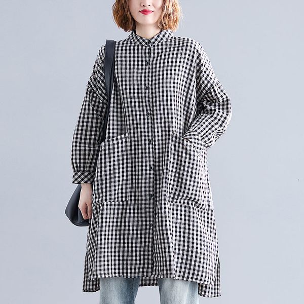 women's blouses & shirts spring autumn arts style women long sleeve loose casual double pocket cotton linen vintage plaid blouse v, White
women's blouses & shirts spring autumn arts style women long sleeve loose casual double pocket cotton linen vintage plaid blouse v, White