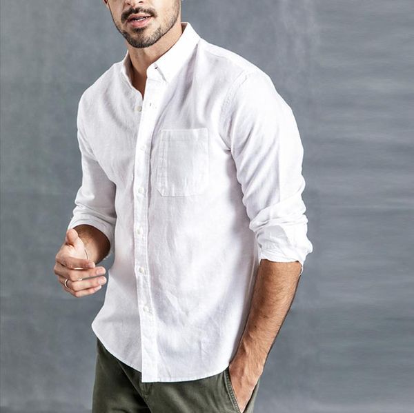 men's casual shirts mens cotton linen shirt summer buttons long sleeve pocket solid color autumn turn down collar camisas de hombre, White;black
men's casual shirts mens cotton linen shirt summer buttons long sleeve pocket solid color autumn turn down collar camisas de hombre, White;black