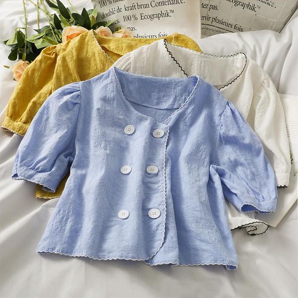 women's blouses & shirts women fashion outdoor casual short sleeves solid buttons blouse ladies ol sweet girls student elegant daily ba, White
women's blouses & shirts women fashion outdoor casual short sleeves solid buttons blouse ladies ol sweet girls student elegant daily ba, White