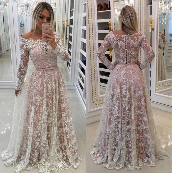 party dresses muslim off the shoulder pink lace evening a-line long sleeves saudi arabic dubai formal dress, White;black
party dresses muslim off the shoulder pink lace evening a-line long sleeves saudi arabic dubai formal dress, White;black