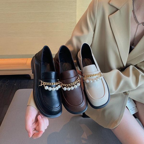 sandals platform small leather shoes women's autumn pearl chain flat heel mid-heel deep-mouth, Black
sandals platform small leather shoes women's autumn pearl chain flat heel mid-heel deep-mouth, Black