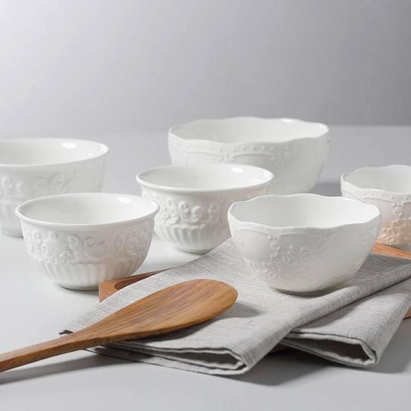 european-style ceramic noodle bowl dinnerware bone relief ramen bowls tableware solid color crockery container flatware
european-style ceramic noodle bowl dinnerware bone relief ramen bowls tableware solid color crockery container flatware