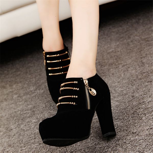 dress shoes .5cm high heels women pumps ankle boots autumn winter black brown zipper party metal round toe thick platform female 
dress shoes .5cm high heels women pumps ankle boots autumn winter black brown zipper party metal round toe thick platform female