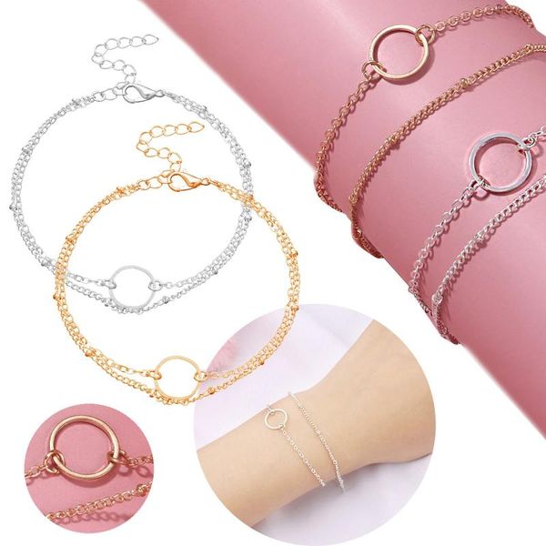 link, chain simple ladies fashion geometric hollow round ring bracelet double adjustable jewelry gift for 21703, Black
link, chain simple ladies fashion geometric hollow round ring bracelet double adjustable jewelry gift for 21703, Black