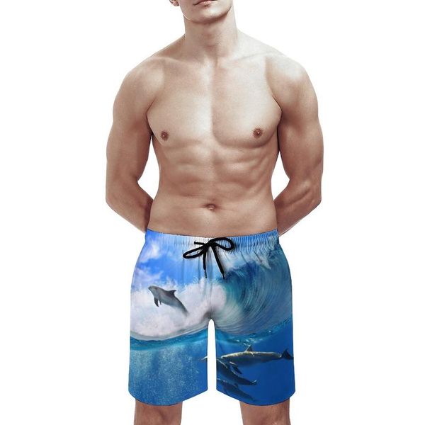 playing dolphins print men's cool beach shorts summer swim trunks quick dry mesh lining board with pockets, White;black
playing dolphins print men's cool beach shorts summer swim trunks quick dry mesh lining board with pockets, White;black