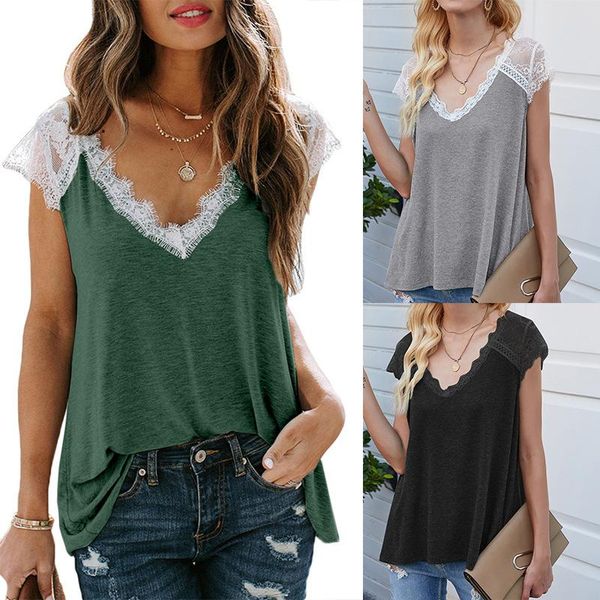 women's t-shirt women arrival loose tank v neck t shirt 2021 summer ladies solid color hollow out stitching flying sleeve lace vest, White
women's t-shirt women arrival loose tank v neck t shirt 2021 summer ladies solid color hollow out stitching flying sleeve lace vest, White
