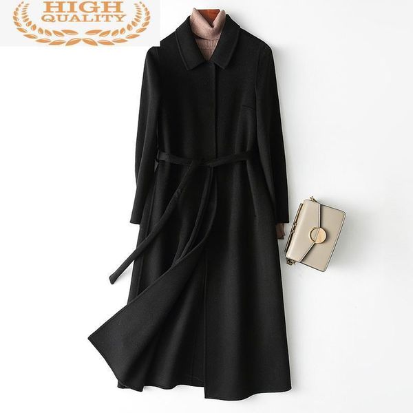 side double 100% wool coat female jacket autumn winter women woolen coats and jackets korean long women's & blends, Black
side double 100% wool coat female jacket autumn winter women woolen coats and jackets korean long women's & blends, Black