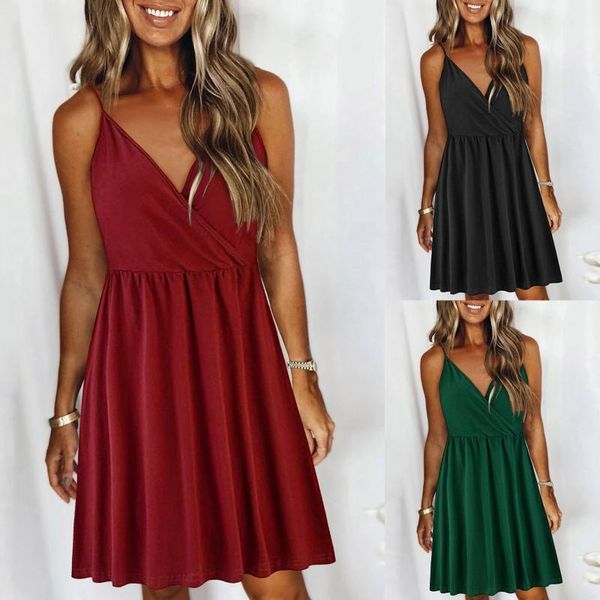 casual dresses pleated women's summer soild color v-neck sleeveless backless light beach party, Black;gray
casual dresses pleated women's summer soild color v-neck sleeveless backless light beach party, Black;gray