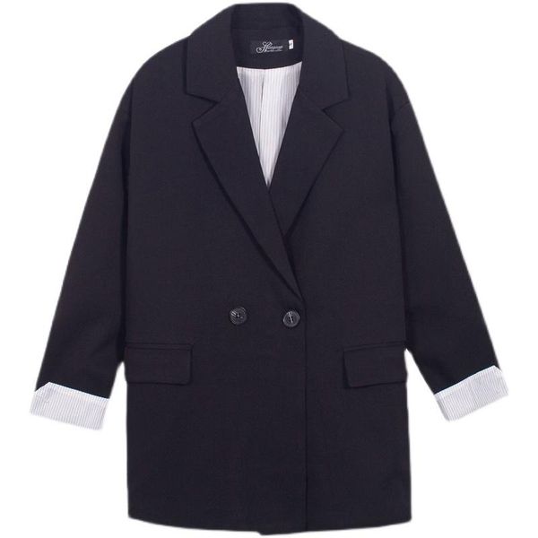 women's suits & blazers spring fall vintage black blazer for women elegant korean style loose double breasted casual gray suit jacket c, White;black
women's suits & blazers spring fall vintage black blazer for women elegant korean style loose double breasted casual gray suit jacket c, White;black
