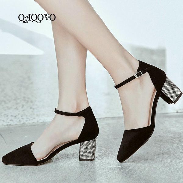 women summer shoes faux suede ankle strap heels sandals square low heel ladies fashion pointed toe buckle casual, Black
women summer shoes faux suede ankle strap heels sandals square low heel ladies fashion pointed toe buckle casual, Black