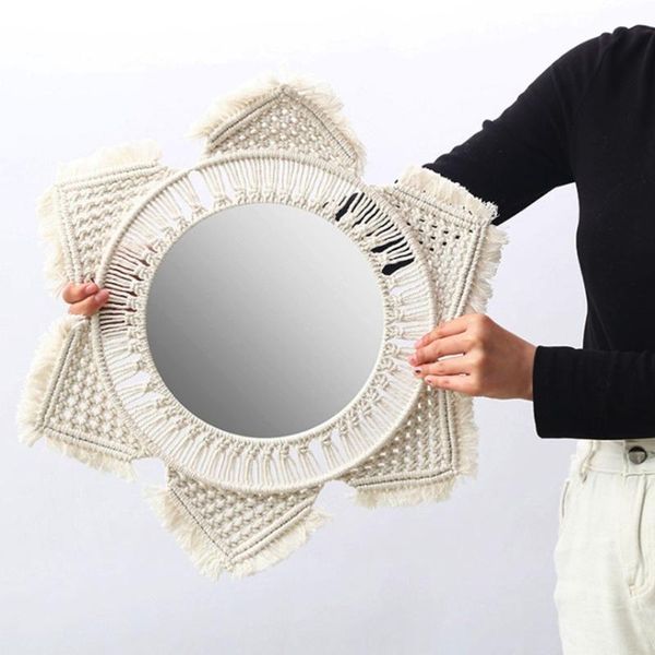 mirrors macrame fringe woven wall mirror boho hanging round art decor makeup for apartment living room
mirrors macrame fringe woven wall mirror boho hanging round art decor makeup for apartment living room