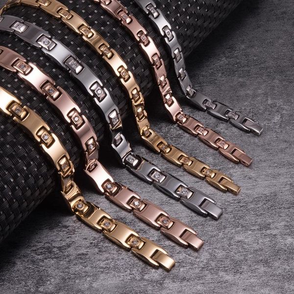 link, chain anti-scratch tungsten bracelet cubic zircone health energy couple lovers hematite for men women, Black
link, chain anti-scratch tungsten bracelet cubic zircone health energy couple lovers hematite for men women, Black